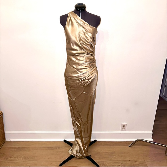 Michelle Mason Assymetrical Gathered Silk Gown - Size 0. NWT - Picture 9 of 11